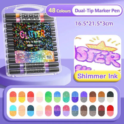 Metallic Brush Pens With Two-Tone Outline Effect