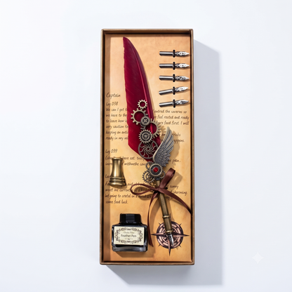 Vintage Calligraphy Feather Pen Set