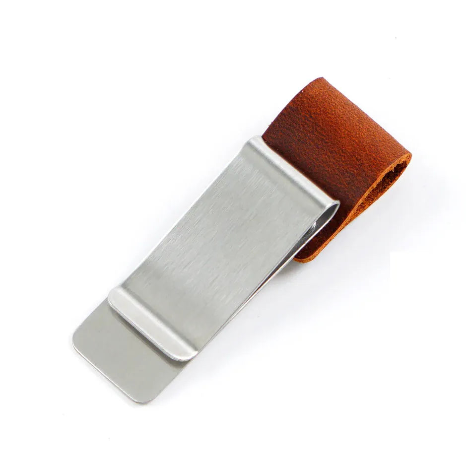 Journal Pen Clip With Leather Band Card And Cash Holder