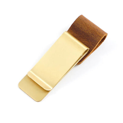 Journal Pen Clip With Leather Band Card And Cash Holder