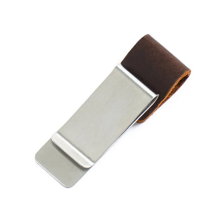 Portable leather journal organizer for a pen, cards, and cash
