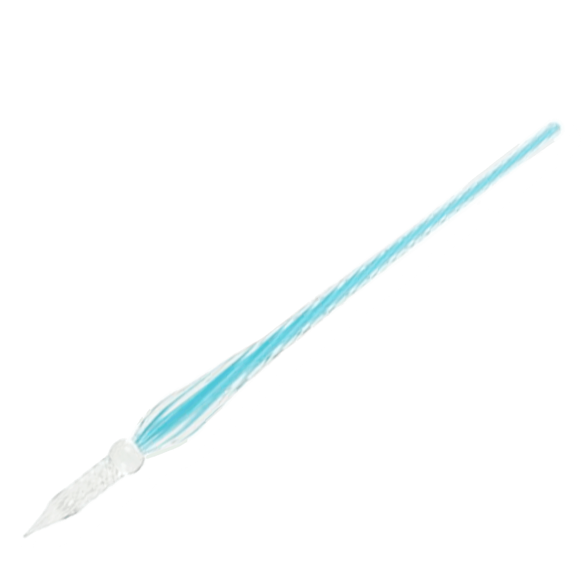 Glass dip pen displayed at an angle to show its spiral design