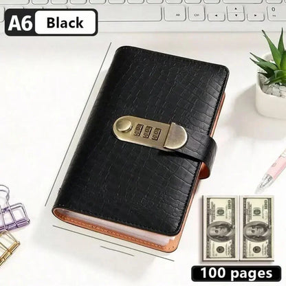 Money saving binder resting flat for easy financial organization