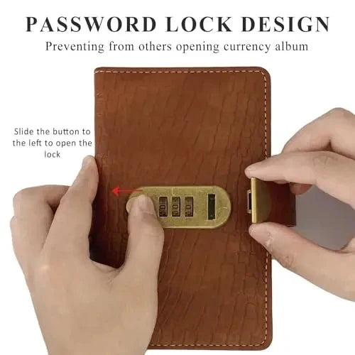 Combination lock detail on the money saving binder