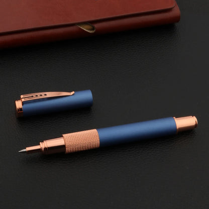 Frosted Blue Rollerball Pen with Rose Gold Accents