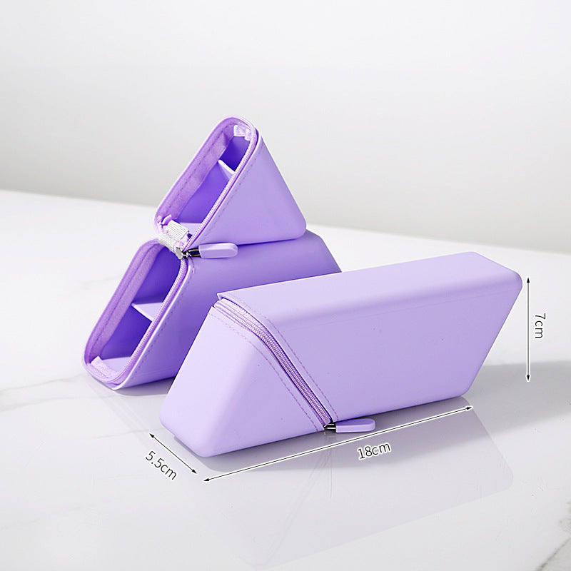 Flexible silicone pencil case with expandable design