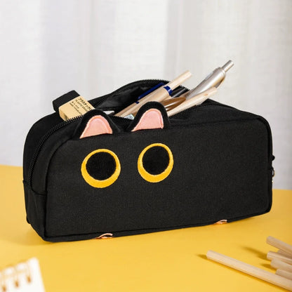 Cat-shaped pencil pouch organizer displayed upright