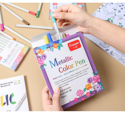 Assorted metallic fine point pens for art and journaling