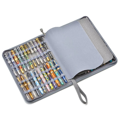 Close-up of the black pen case exterior and durable zipper