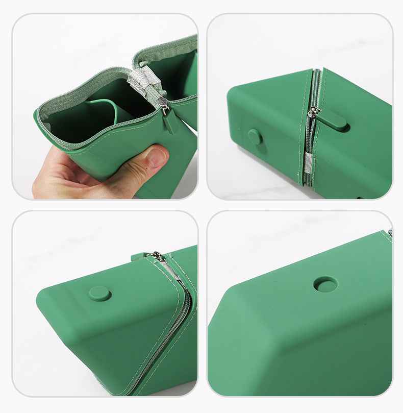Open silicone pencil case showing space for pens and pencils