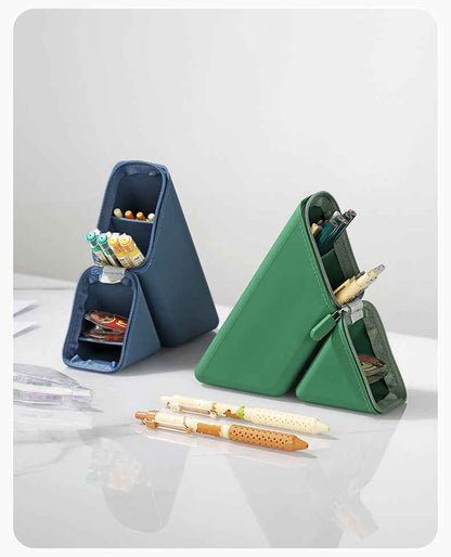 Compact silicone pencil case closed for portable storage