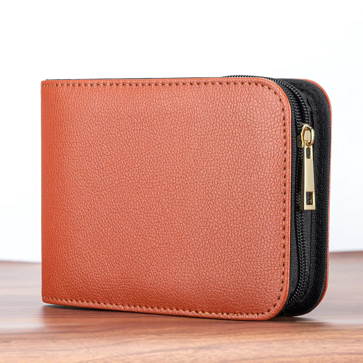 Brown 12-pen case with a protective divider for writing essentials