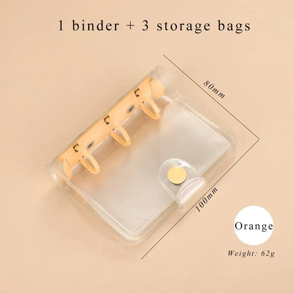 Binder inserts neatly stored inside a mini ring binder