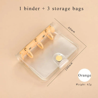 Binder inserts neatly stored inside a mini ring binder