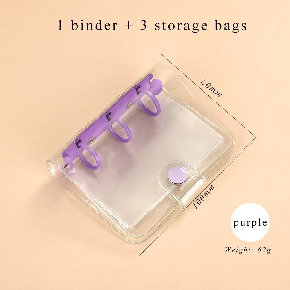 Mini transparent ring binder accessories displayed together
