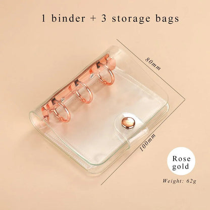 Mini Transparent Ring Binders With Storage Bag And Inserts