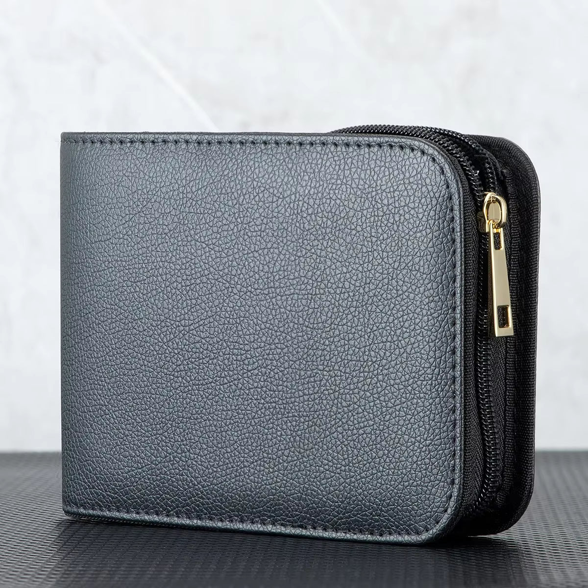 Open blue pen case designed to hold up to 12 pens