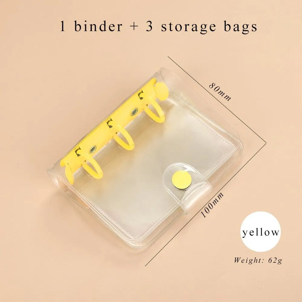 Mini Transparent Ring Binders With Storage Bag And Inserts