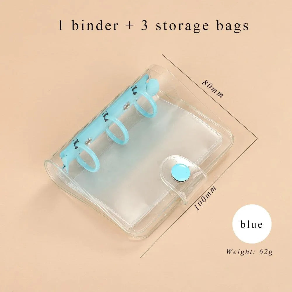 Mini binder and matching storage bag on a white background