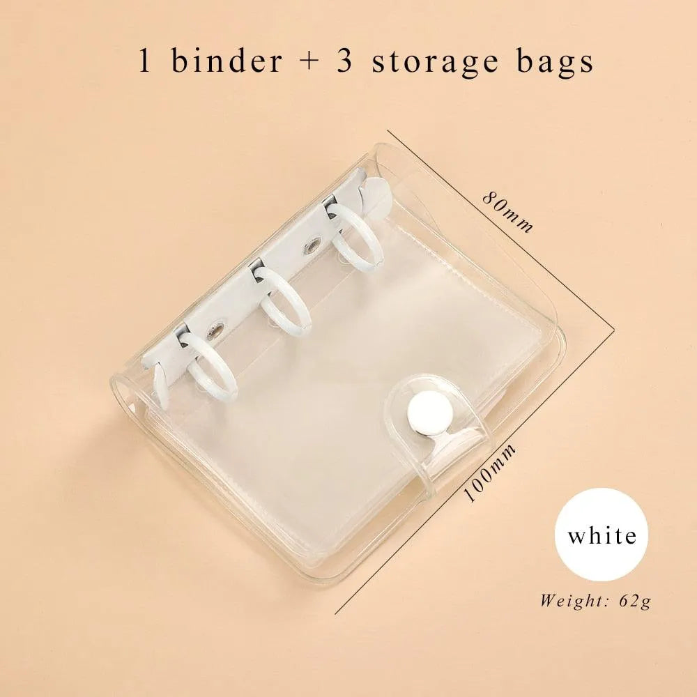 Mini Transparent Ring Binders With Storage Bag And Inserts