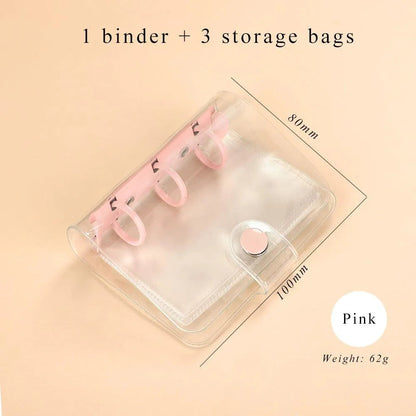 Portable mini binder set with storage pouch