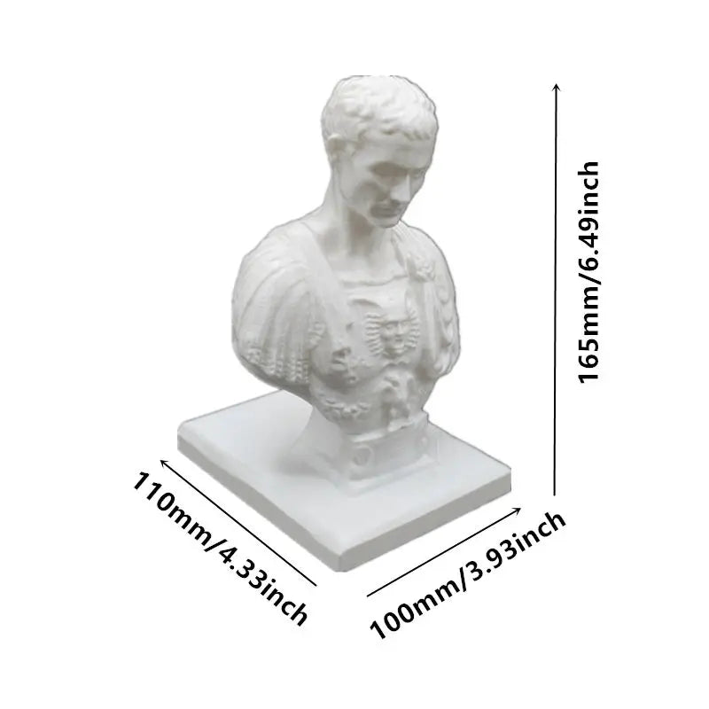 Sculptural bust pen holder shown as decorative office desk storage