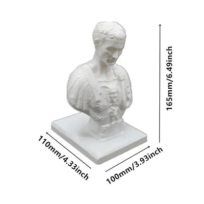 Sculptural bust pen holder shown as decorative office desk storage