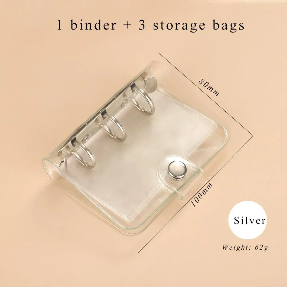 Mini Transparent Ring Binders With Storage Bag And Inserts
