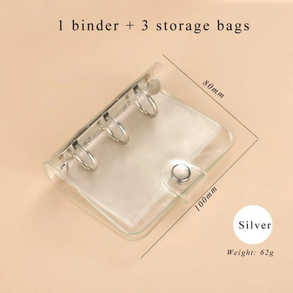 Mini Transparent Ring Binders With Storage Bag And Inserts