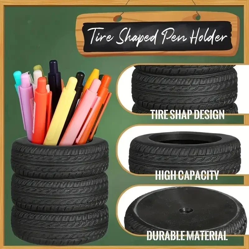 Tire-shaped stationery holder for home or office organization