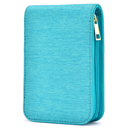 Three 12-pen cases in black, brown, and blue