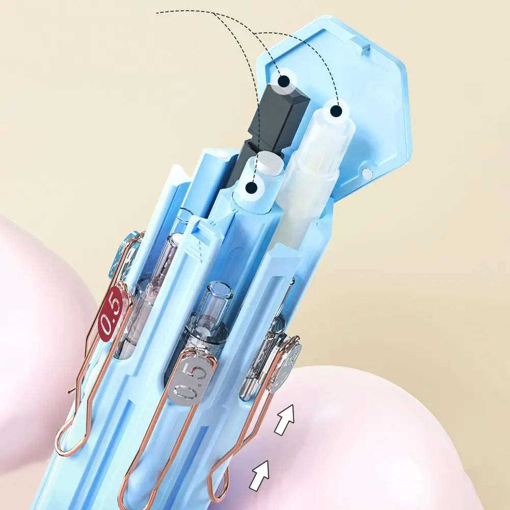 Desk organizer shown with its one-hand opening mechanism