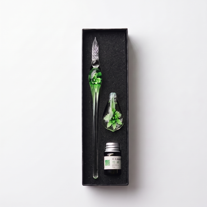 Vintage Floral Glass Dip Pen