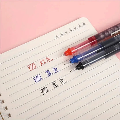 Set of 10 Needle Tip Gel Pens Liquid Ink Smooth Writing Stationery