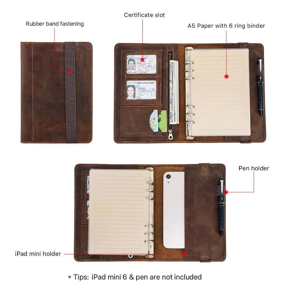 Luxury Retro Leather Portfolio Organizer