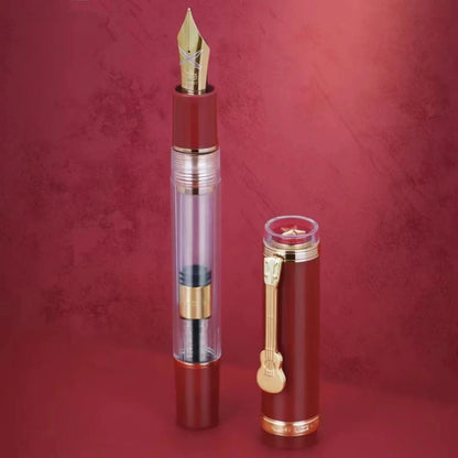 Red Star Cap Transparent Resin Fountain Pen