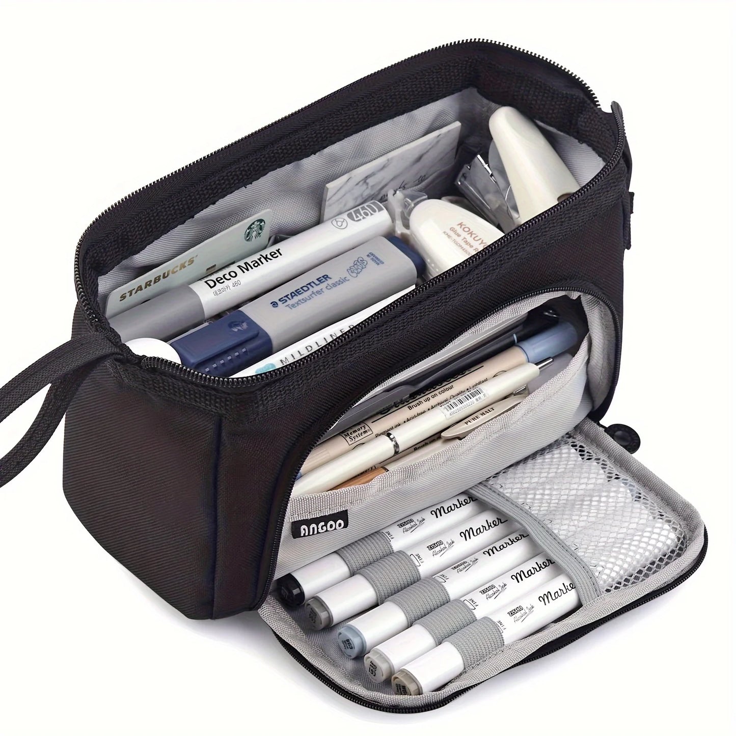 Pencil Case Canvas Double Deck Large Capacity