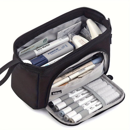 Pencil Case Canvas Double Deck Large Capacity