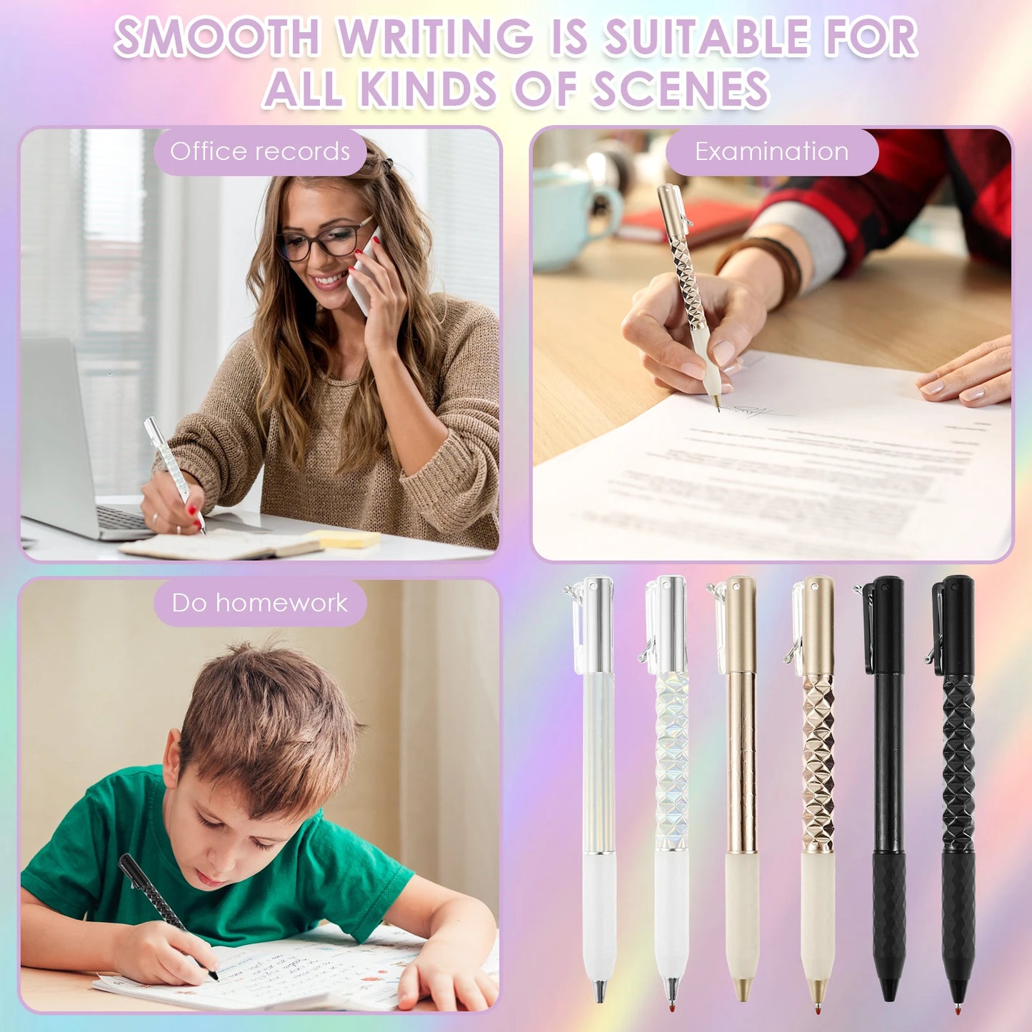 Geometric Crinkle Sensory Stress Relief Writing Pens (Set of 6)