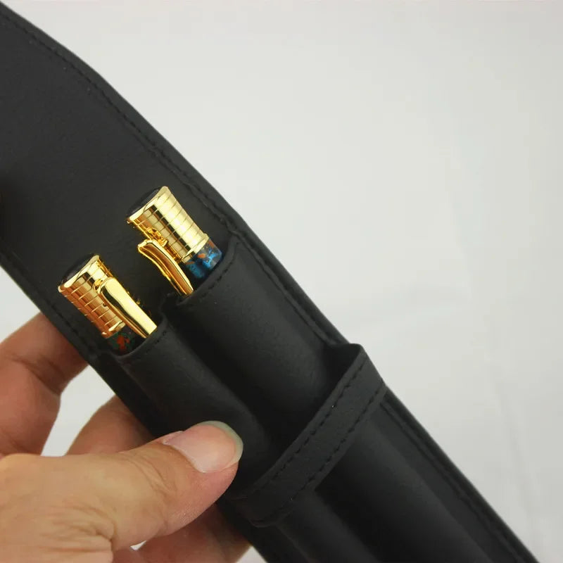 Luxury Black Leather Pen Case