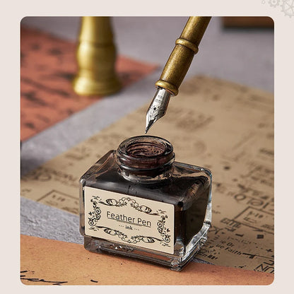Vintage Mechanical Feather Dip Pen Set