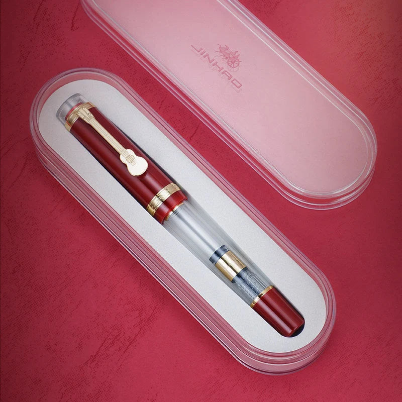 Red Star Cap Transparent Resin Fountain Pen