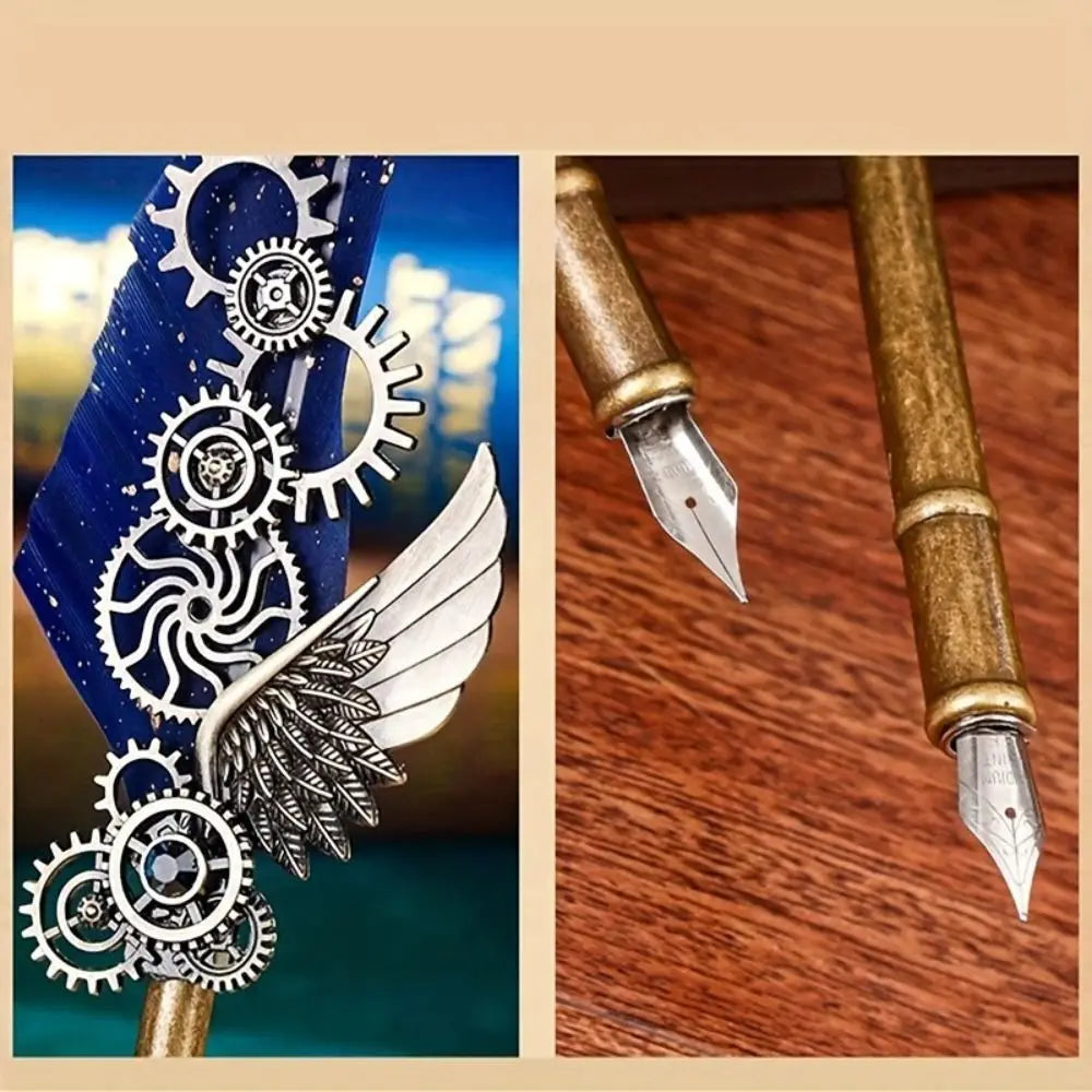 Vintage Metal Feather Pen