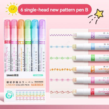Flower Line Shape Highlighter Pen Set