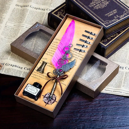 Vintage Calligraphy Feather Pen Set