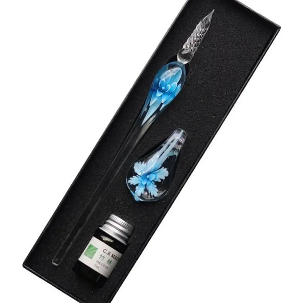 Vintage Floral Glass Dip Pen