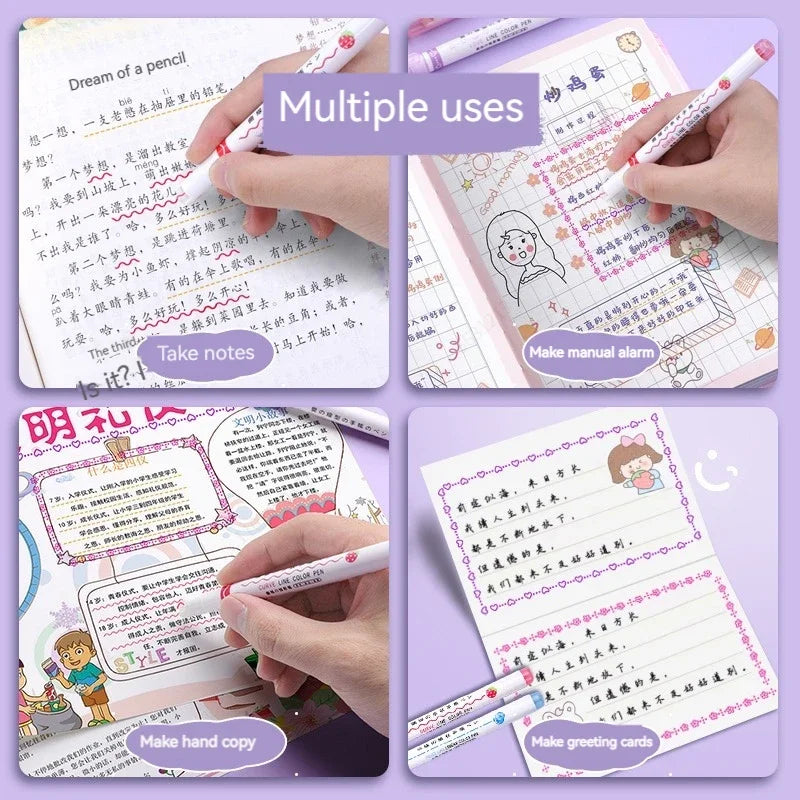 Flower Line Shape Highlighter Pen Set