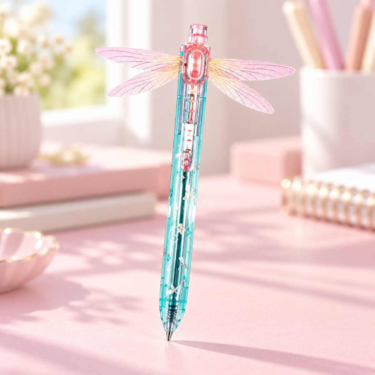 Fine-Tip Dragonfly Flower Pen For Journaling