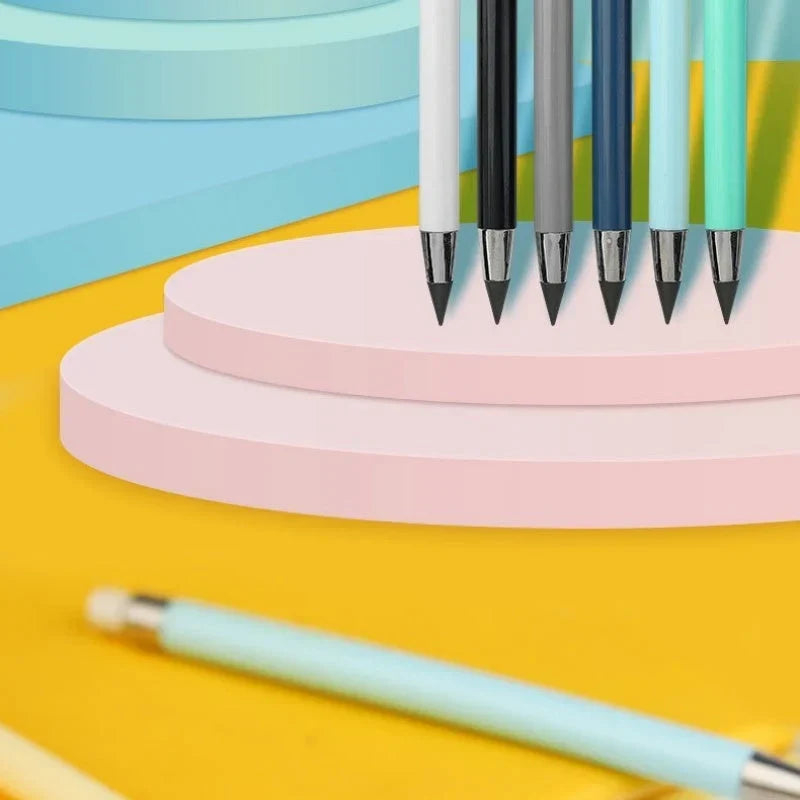No-sharpen pencil displayed horizontally with its eraser visible
