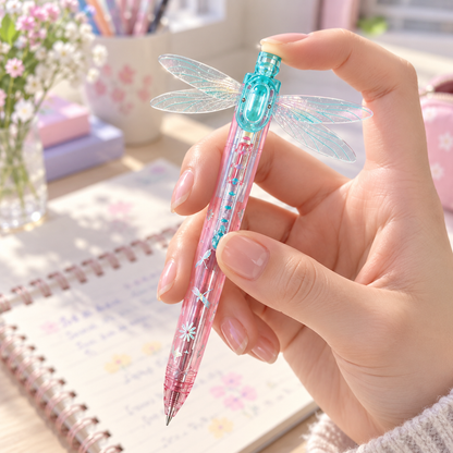 Decorative dragonfly flower pen shown for everyday writing